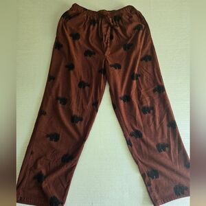 TIMBER RIDGE 100% POLYESTER FLEECE PJ/LOUNGE BOTTOMS Large  BROWN W/BLACK BEARS